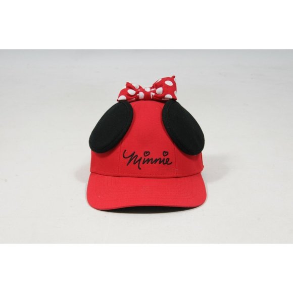 Disney Kid's Red Black Minnie Mouse Bow & Ears Adjustable Baseball Hat Cap - Picture 2 of 11